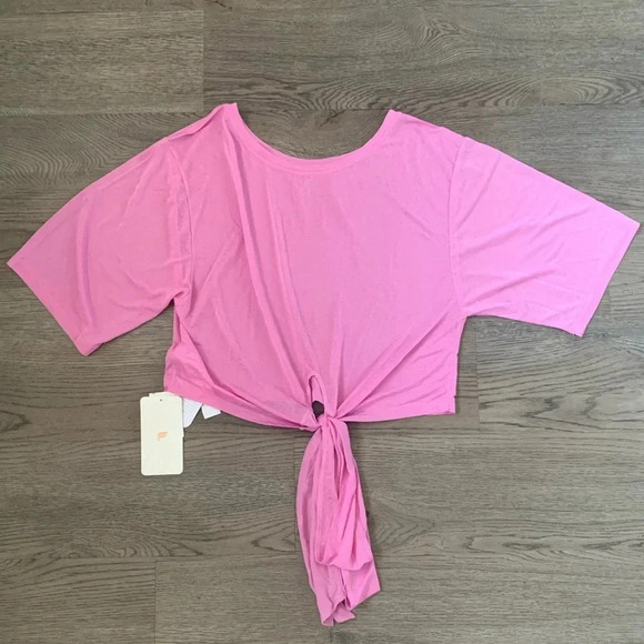 Fabletics Ryan Balletcore Short-Sleeve Tie Up Tee - Size XXL Misty Lilac - NWT - Picture 5 of 9